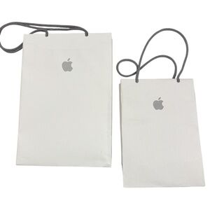 Apple  Bundle 2 White Gray Sturdy Matte Paper Gift Shopping Baag Empty tote bag